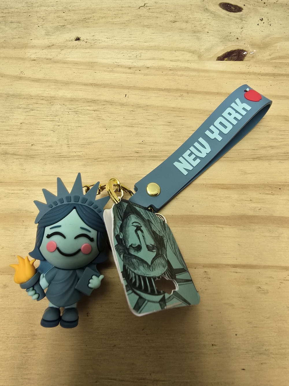 New York Statue of Liberty Keychain Charm - Teal
